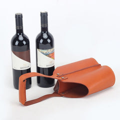 Vintage Rotweinholster aus pflanzlich gegerbtem Rindsleder