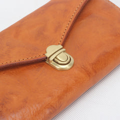 Horizontale, einfache, mehrfarbige, pflanzlich gegerbte Geldbörse (großes Fassungsvermögen für Mobiltelefone)