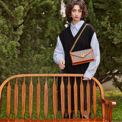 Kleine quadratische Retro-Handtasche aus pflanzlich gegerbtem Rindsleder für Damen