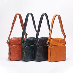 Retro Vegetable Tanned Cowhide Messenger Bag