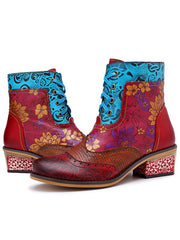 Botas de media caña con tiras y estampado vintage bohemio