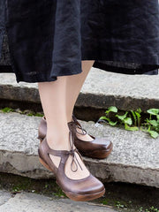 Genuine Leather Round Toe Sandals