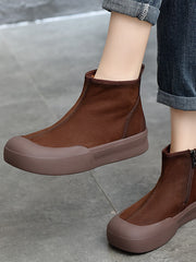 British Style Leather Zipper Short Boots