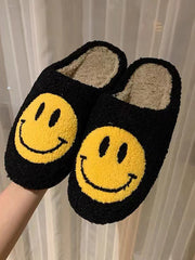 Lässige, rutschfeste Hausschuhe aus Smiley-Plüsch