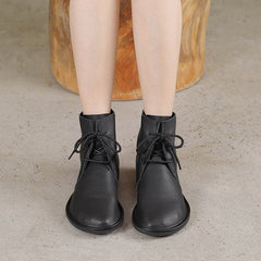 Handmade's Booties Runde Zehen Schnürung Flache Stiefeletten Braun/Schwarz/Kaffee