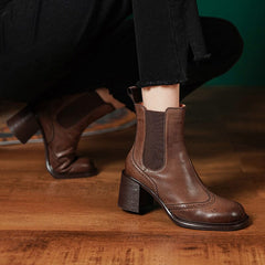 Retro-Stiefeletten mit runder Zehenpartie und Plateausohle