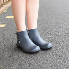 Retro Kurzstiefel für den Winter Runde Zehen Stiefeletten Schwarz/Blau