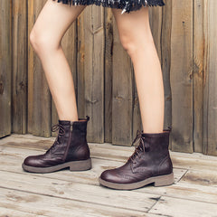 Handmade Wingtip Brogue Ankle Boots Black/Red Brown Round Toe Oxfords Boots