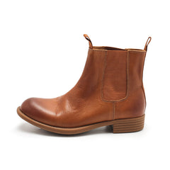 Handgemachte Retro Chelsea Boots Brush-Off Stiefeletten Braun/Kaffee/Schwarz