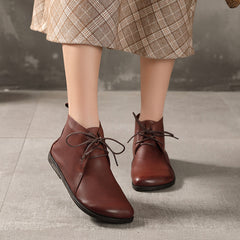 Handgemachte weiche Stiefeletten Retro runde Zehen kurze Stiefel Mori Girl Stiefel