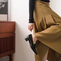 Weiche Pennyloafer, runde Zehenpartie, 40 mm Blockabsatz