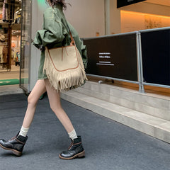 Botas Derby hechas a mano, botas de motociclista, botas de combate con cordones, botines gruesos