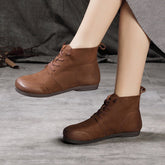 Handgemachte flache Stiefeletten Mori Girl Schuhe Soft Color Blocking