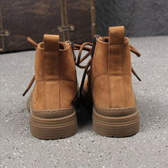 Retro Oxford Schuhe Flache Stiefeletten Schnürstiefeletten Kurze Booties