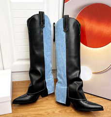 Weitschaft-Keilstiefeletten Reitstiefel