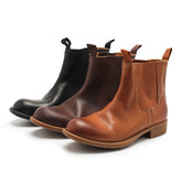 Handgemachte Retro Chelsea Boots Brush-Off Stiefeletten Braun/Kaffee/Schwarz