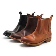 Handgemachte Retro Chelsea Boots Brush-Off Stiefeletten Braun/Kaffee/Schwarz