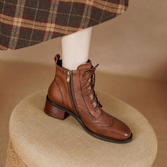 Handgemachte Wingtip Schuhe Block Carving Brogue Stiefelette Schwarz/Braun