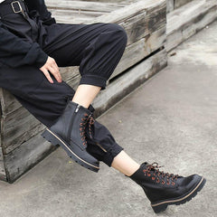 Oxford-Schnürschuhe mit runder Spitze und Stiefeletten Schwarz/Kaffee