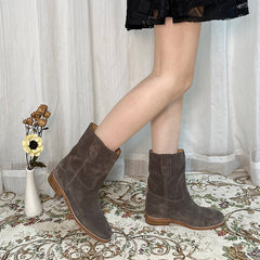 Damen Western-Cowboystiefel aus Wildleder mit halbhoher Sohle