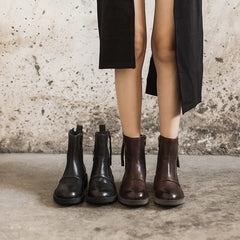 Retro Chunky Stiefeletten Schwarz/Kaffee