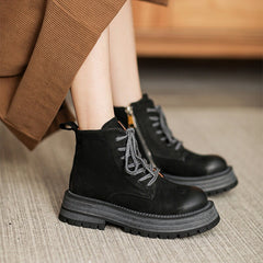 50mm Plattform Chunky Schnürstiefel Designer Retro Kampfstiefel handgefertigt