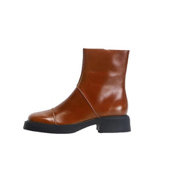 Retro-Stiefeletten mit quadratischer Zehenpartie und Plateau