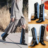 Wide-Shaft Wedge Boots Riding Boots