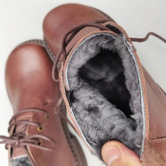 Botines Derby con cordones y punta grande para mujer con forro polar