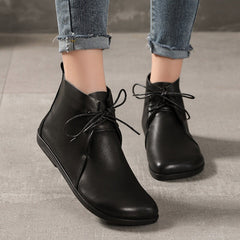 Botines Derby de mujer con suela suave, planos y punta redonda, color marrón y negro