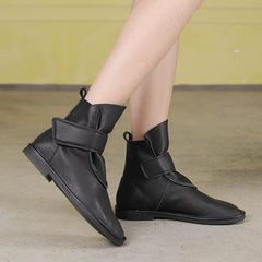 Handmade's Booties Runde Zehen Klettverschluss Flache Stiefeletten Braun/Schwarz/Kaffee