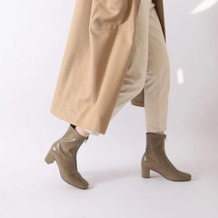 Klassisch elegante handschuhähnliche Stiefeletten High Heel Stiefel mit Reißverschluss vorne