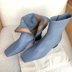 Klassische, elegante, handschuhähnliche Stiefeletten mit mittelhohem Absatz und seitlichem Reißverschluss