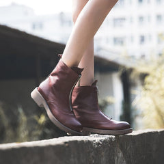 Ankle Boots Comfortable Walking Round Martin Boots Up Zip
