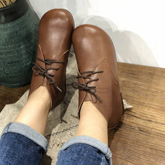 Brush-Off Martin Boots Lace-Up Soft Ankle Booties Casual Work Combat Boots Coffee/Brown/Black