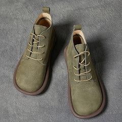 Handmade Lace Up Ankle Boots Soft Short Boots