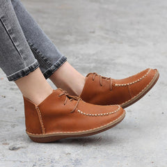 Botines Mori Girl hechos a mano, planos, marrones