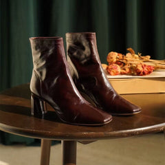 Klassisch elegante handschuhähnliche Stiefeletten High Heel Stiefel mit Reißverschluss hinten