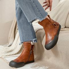 Botas cortas auténticas hechas a mano con puntera de goma, botines retro