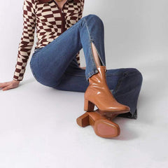 Klassisch elegante handschuhähnliche Stiefeletten High Heel Stiefel mit Reißverschluss vorne