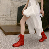 Riding Boots's Mid-calf Lace-up Boots Round Toe Size Zip