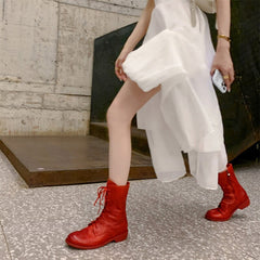 Riding Boots's Mid-calf Lace-up Boots Round Toe Size Zip