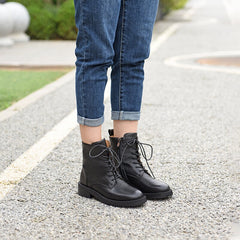 Botas de combate de diseño de piel de becerro plena flor, botas Derby con cordones