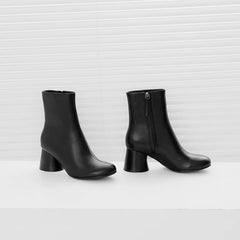 Botines elegantes con forro 100% piel de oveja, tacón alto y cremallera lateral