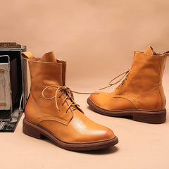 Botas Derby de Marcha con Cordones Auténticas Hechas a Mano en Negro/Café/Marrón/Amarillo