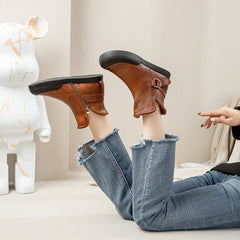 Botas cortas auténticas hechas a mano con puntera de goma, botines retro