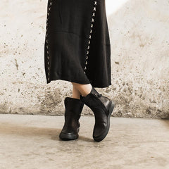Chelsea-Stiefel mit seitlichem Reißverschluss, zum Wachsen, kurze Stiefel für den Winter, Schwarz/Kaffee
