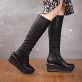 Designer 83mm Knee-high Wedge Boots for Winter