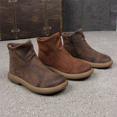 Botines retro planos con cremallera lateral