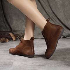 Handgemachte flache Stiefeletten Mori Girl Schuhe Soft Color Blocking